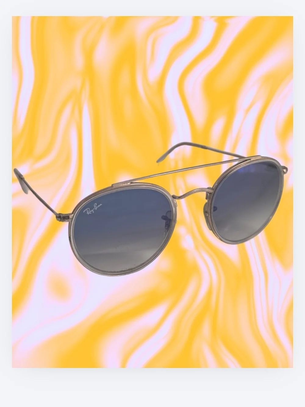 Ray-Ban Women’s Round Metal Sunglasses - Gold Frame with Blue Gradient Lenses